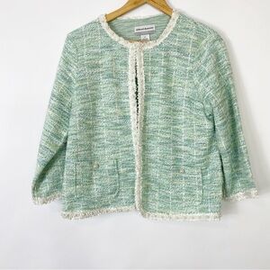 Alfred Dunner Mint Green Tweed Jacket Embellished Work Career ChicRefined SmallP